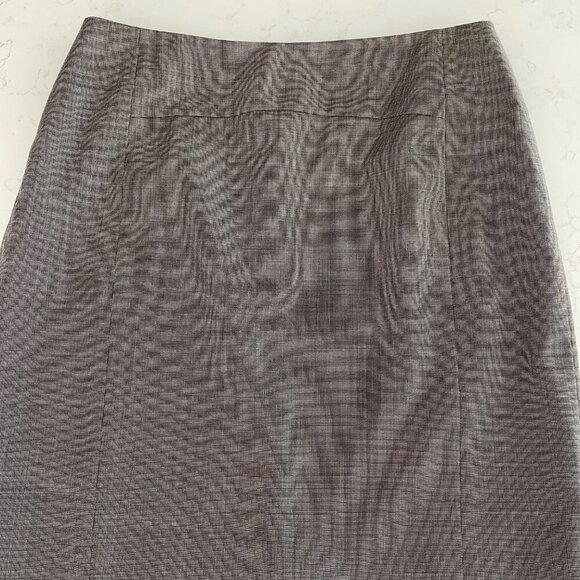 Classiques Entier Lined 100% Virgin Wool Check Print Pencil Skirt Grey+Tan Sz 8 - Picture 2 of 8